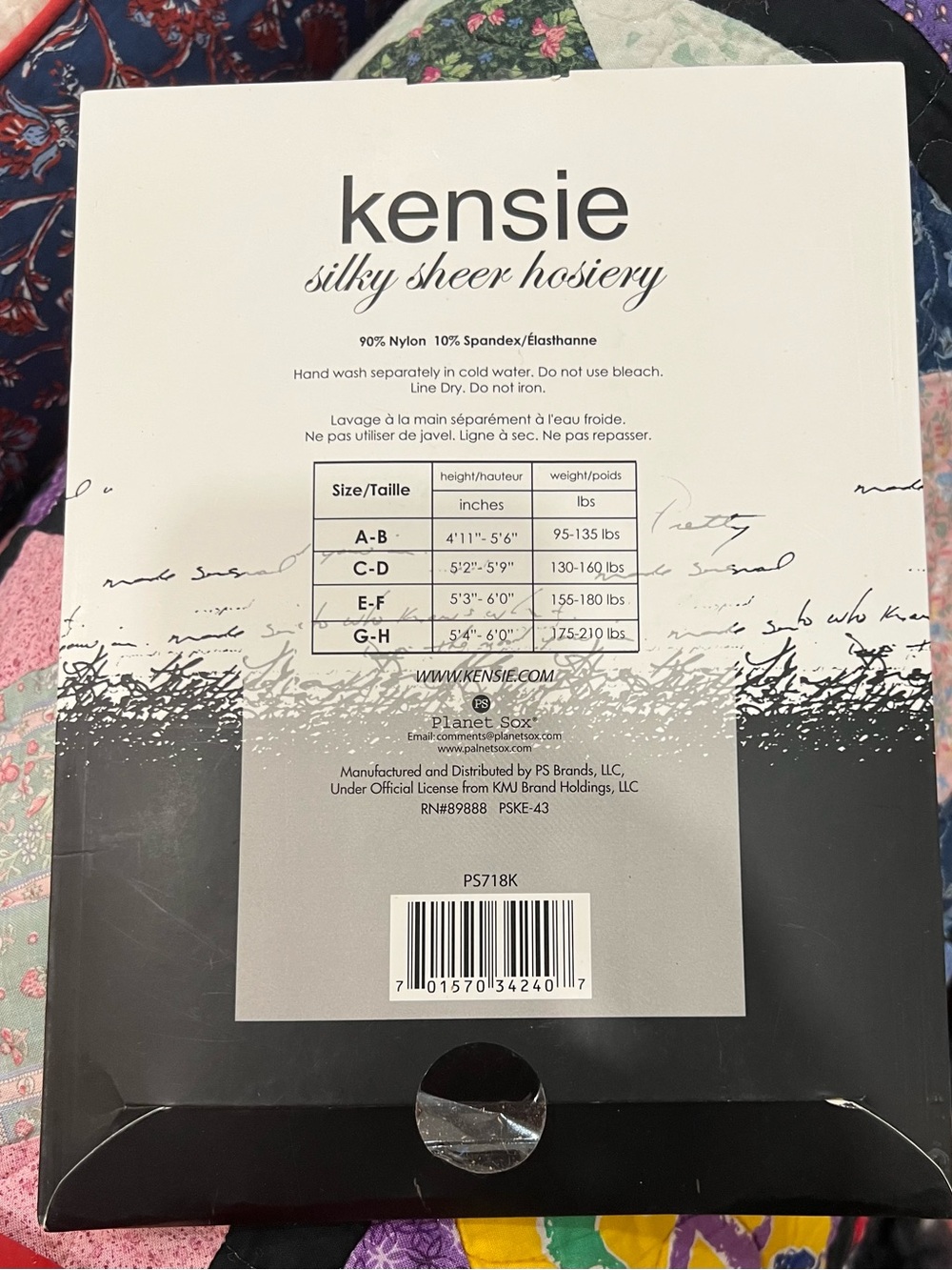 kensie Silky Sheer Hosiery - Black and White Packaging